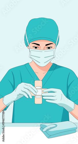 Medical Professional Carefully Applies Adhesive Bandage on Patient For Effective Wound Treatment