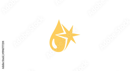 Golden star and water drop logo.
