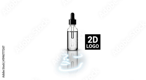 A glass dropper bottle with a black cap.