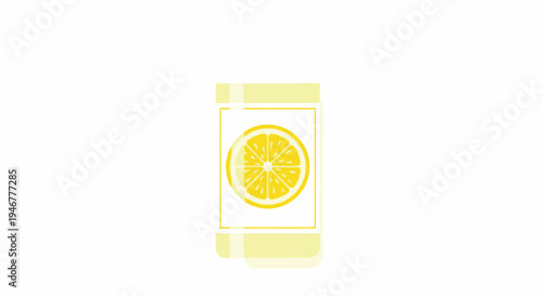 A yellow lemon slice on white background.