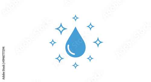 A blue water drop icon with sparkles.