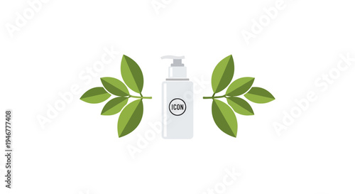 Eco friendly lotion and green leaves.