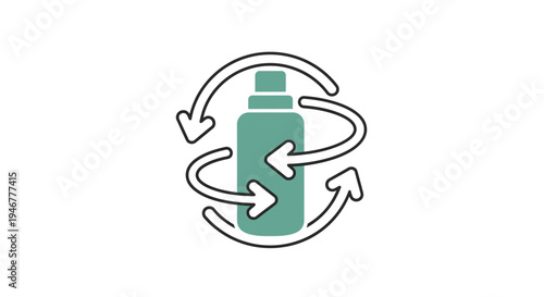 Recycling symbol for a bottle.