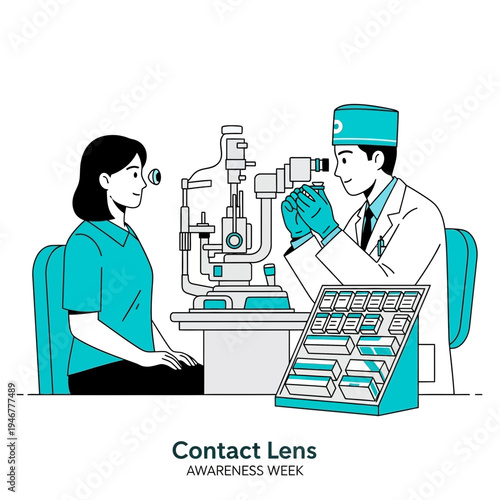 Medical Professional Conducting Eye Exam for a Patient Using Advanced Ophthalmic Equipment