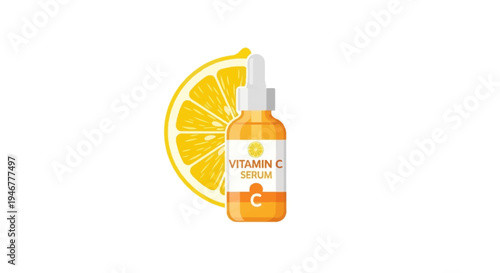 Vitamin C serum with lemon slice.