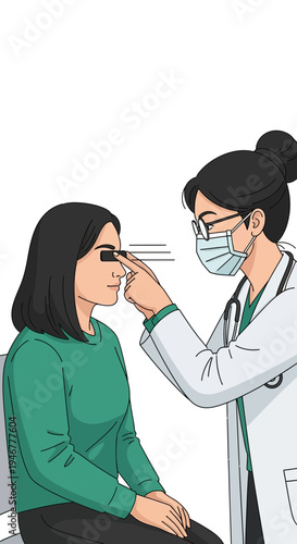Medical Professional Conducting Vision Examination on Patient in Doctor's Office Setting