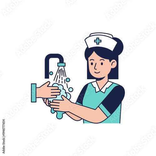Medical Professional Demonstrates Proper Handwashing Technique With Soapy Water And Care