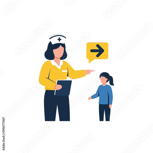 Medical Professional Directing a Patient: Healthcare, Guidance, and Patient Communication