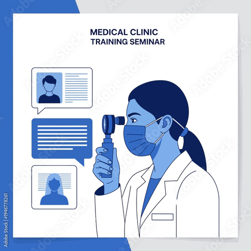 Medical Professional Examining Patient Information During a Clinic Training Seminar Presentation