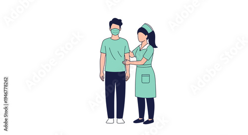 Medical Professional Examining Patient Wearing Mask For Health Examination