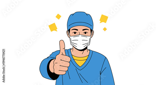 Medical Professional Gives Thumbs Up, Showing Approval, Positive Feedback And Support