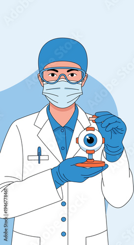 Medical Professional Holding Artificial Eye Symbolizing Ophthalmic Care and Vision Health