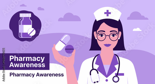 Medical Professional Illustrating Pharmacy Awareness Campaign Promoting Health Information