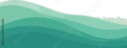 Cool abstract waves in shades of green and teal, forming a serene gradient background for various design needs, cool colors, abstract art, abstract shape