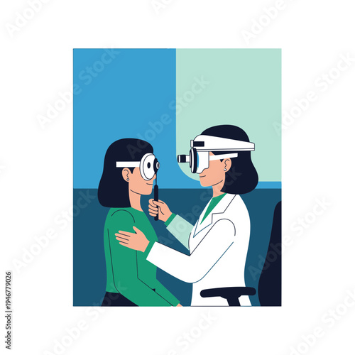 Medical Professional Performing Eye Examination on a Patient with Modern Innovative Technologies