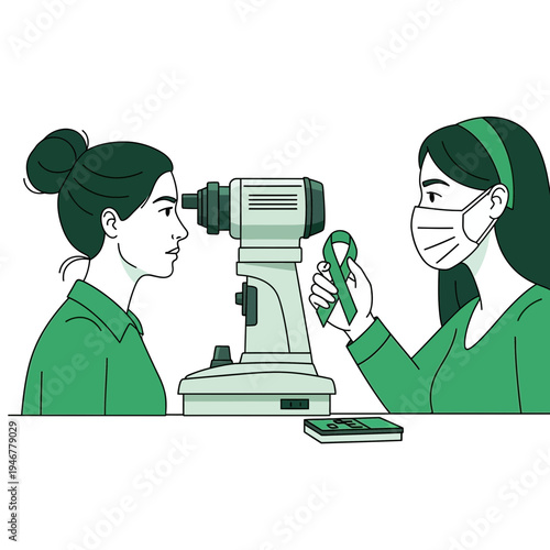 Medical Professional Performing Eye Examination on a Patient, Healthcare, Clinic, Treatment