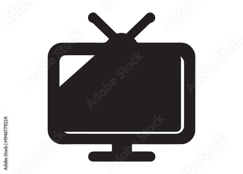 television logo silhouette vector, Vintage retro antenna television logo silhouette vector illustration, old tv logo, box tv logo, tv retro logo silhouette design on white background