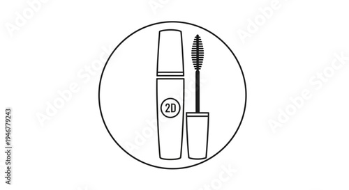 Black and white illustration of mascara.