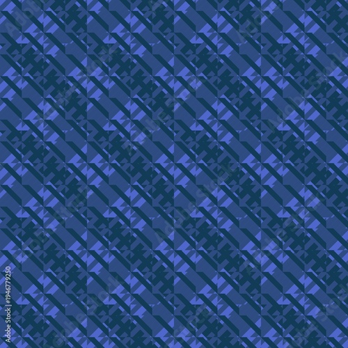 Blue abstract background with a striped textured geometric seamless pattern, ideal for modern textile design, digital backdrops, or creative wallpaper