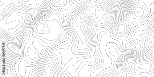 Topographic contour map on dark background. Vector grid map.Topographic map background concept. Topo contour map. Rendering abstract illustration.