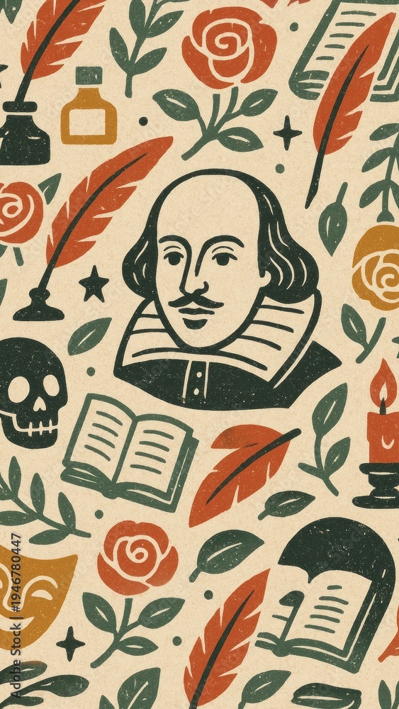 Obraz premium Vintage Shakespeare literary art mobile wallpaper