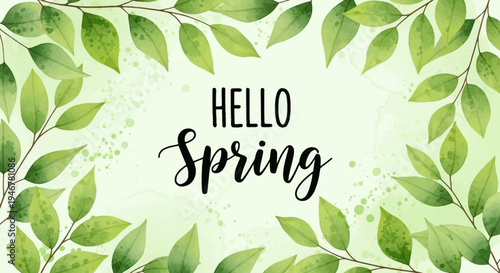 Hello Spring greeting card design.