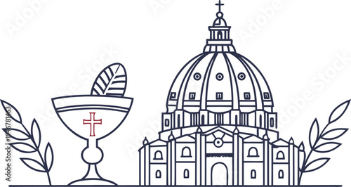 Vatican City Corpus Domini religious holiday with chalice and basilica