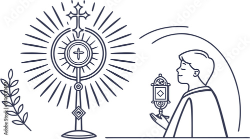 Vatican City Corpus Domini religious concept with monstrance and priest