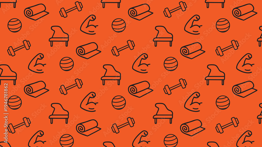 Naklejka premium Gym doodle vector pattern design