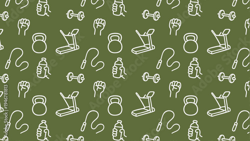 Gym doodle vector pattern design
