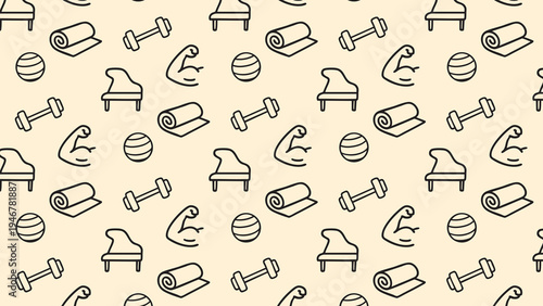 Gym doodle vector pattern design