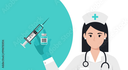 Medical Professional Prepares Injection for Patient Treatment with a Syringe and Vial