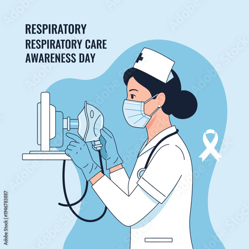 Medical Professional Prepares Respiratory Equipment for Patient Care During Respiratory Awareness