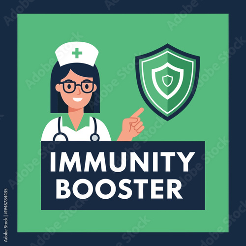 Medical Professional Promoting Immunity with Shield Symbol, Strengthening Health Protection