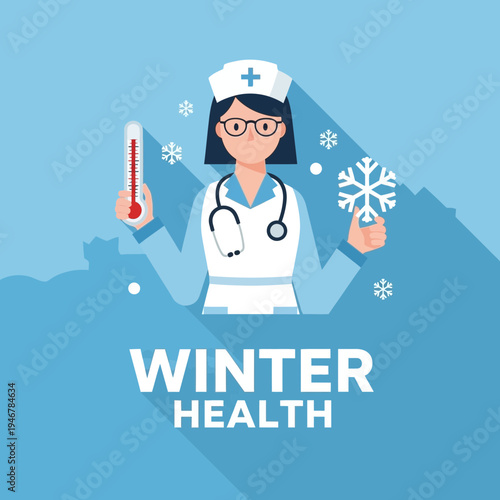 Medical Professional Promoting Winter Health Awareness and Cold Season Preparedness