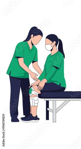 Medical Professional Providing Support and Examination to a Patient with a Knee Injury