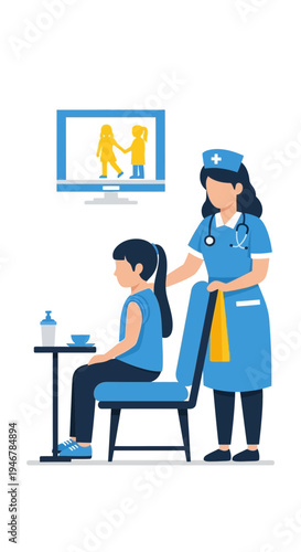 Medical Professional Providing Support To Young Patient Before Administering An Injection