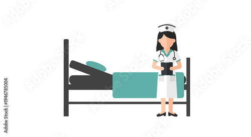 Medical Professional Stands Beside A Patient In A Hospital Bed, Healthcare Assistance