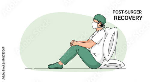 Medical Professional Resting After Surgery Depicted In Modern Flat Illustration Design