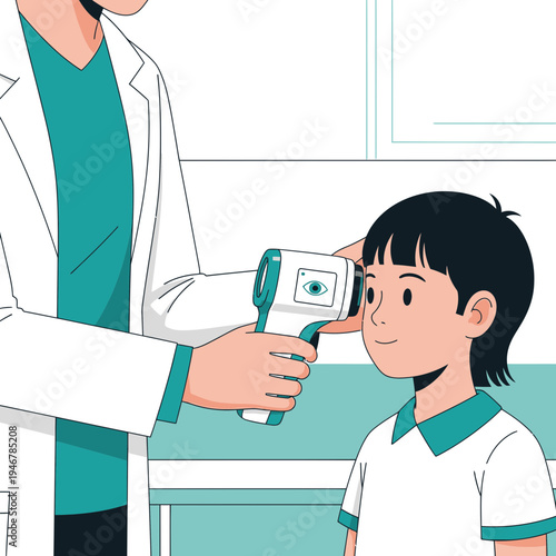 Medical Professional Using a Thermometer to Assess a Young Patient's Temperature Precisely