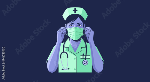 Medical Professional Wearing Mask and Scrubs, Symbolizing Healthcare and Safety Procedures