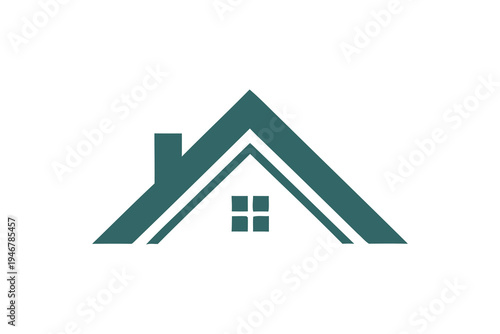 Simple green house roof icon.