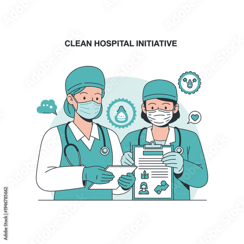 Medical Professionals Collaborating For Clean Hospital Operations and Improved Patient Wellbeing