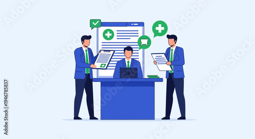 Medical Professionals Collaborating For Health Insurance Analysis And Documentation