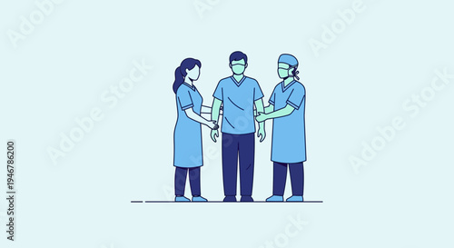 Medical Professionals Assisting Patient Wearing Mask During Healthcare Examination