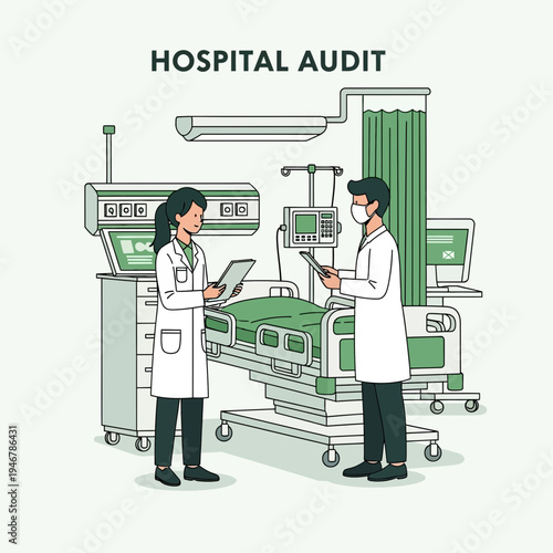 Medical Professionals Conducting Examination in a Hospital Room, Illustrative View