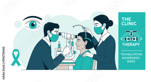 Medical Professionals Conducting Eye Examination During Rehabilitation Awareness Week
