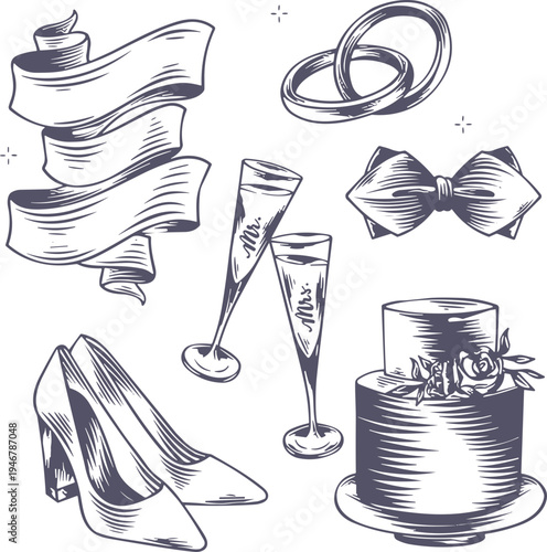Photos engraved wedding elements svg