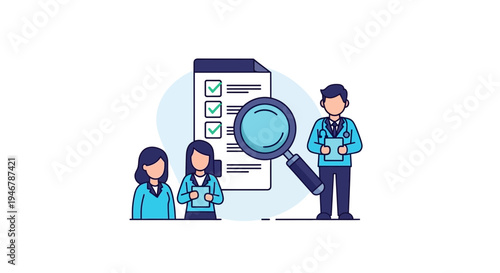Medical Professionals Inspecting Report Confirming Success For The Patient With Analysis