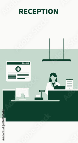 Medical Receptionist At The Front Desk Providing Services and Information To Patients and Visitors